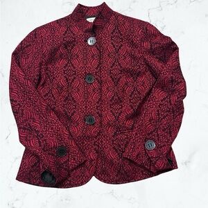Coldwater Creek Red and Black Patterned Blazer